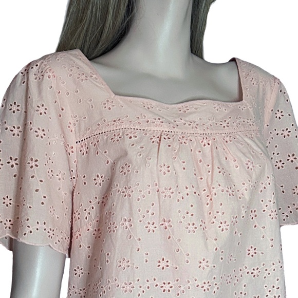 Talbots Pink Eyelet Blouse Top 100% Cotton Lined NWT - Picture 11 of 15